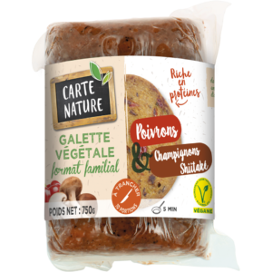 Inédit-Galettes Familiales Véganes Quinoa/Bourrache + Poivrons/Shiitaké.